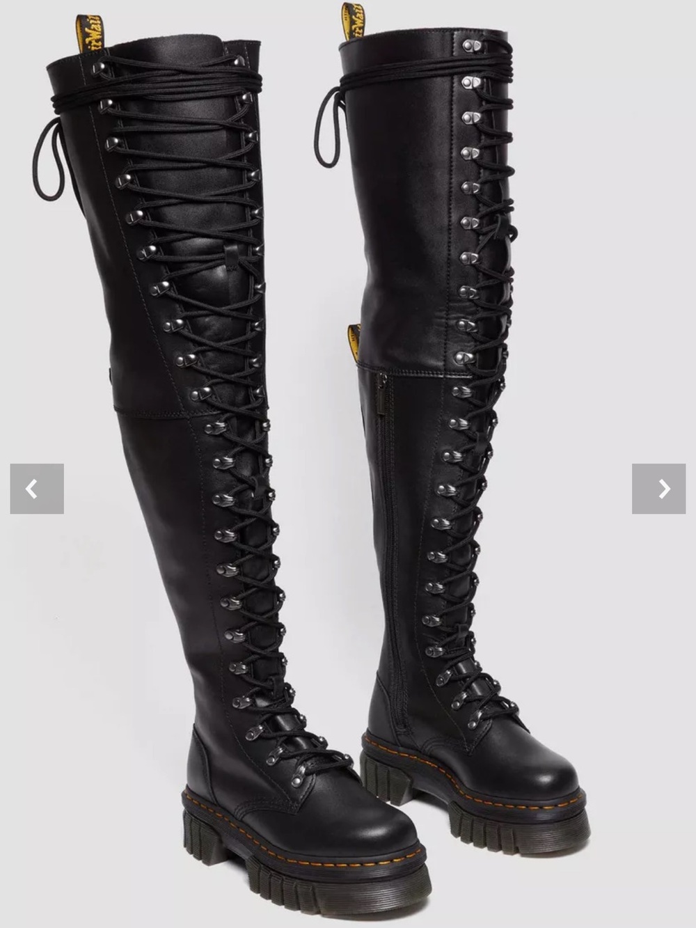 Dr. Martens Audrick XTRM Black Lace-Up Over-The-Knee Platform Boots Size 11